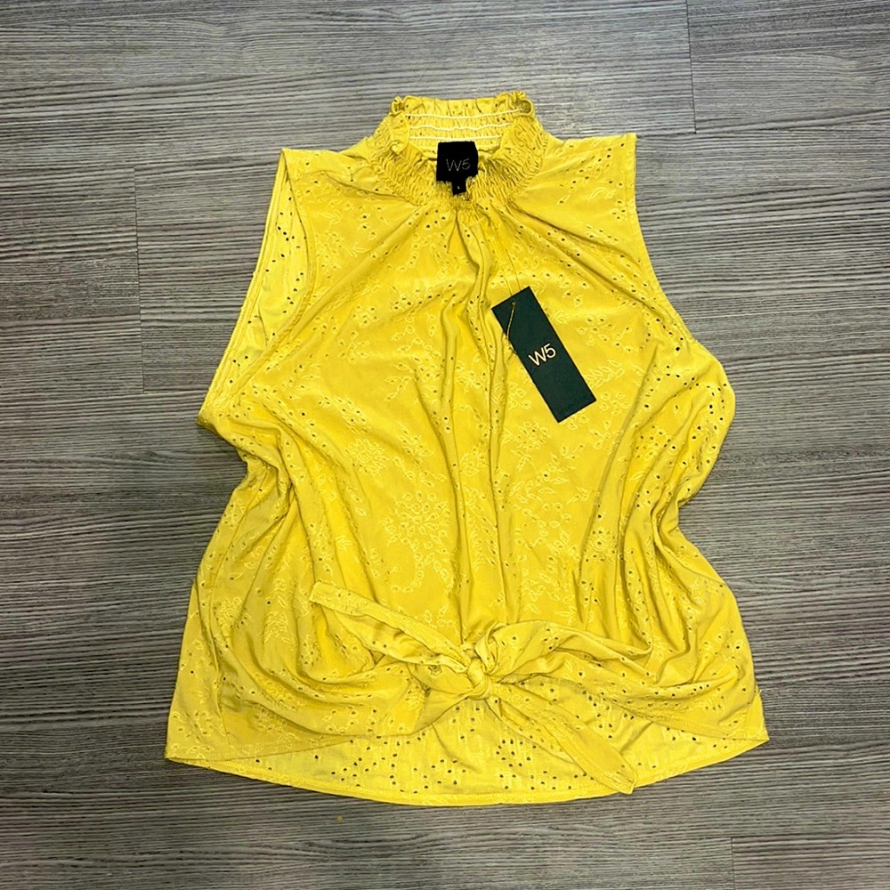 NWT W5 Yellow Tie-Front High Neck Tank